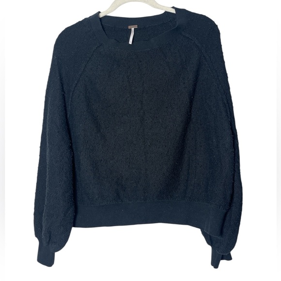 Free People Found My Friend Pullover Black Sz Small Cotton Blend Sweatshirt - Picture 7 of 13
